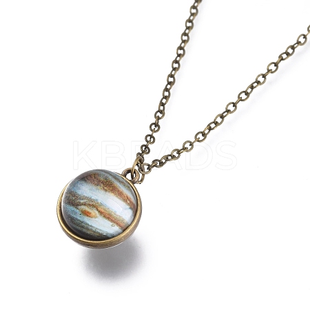 Glass Pendant Necklace NJEW-D281-B-03AB-1