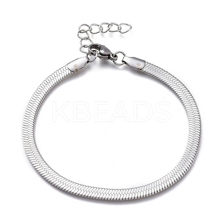 Tarnish Resistant Unisex 304 Stainless Steel Herringbone Chain Bracelets X-BJEW-O177-01A-P-1