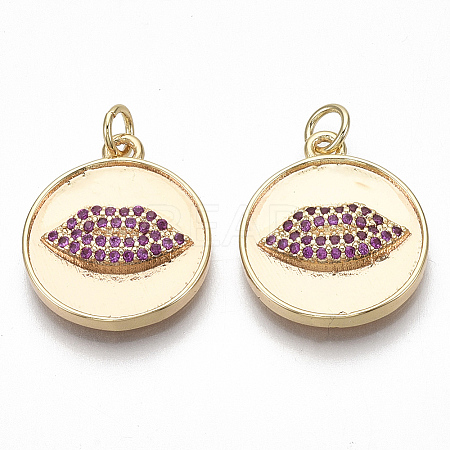 Brass Micro Pave Cubic Zirconia Pendants KK-S356-019G-NF-1