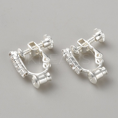 Brass Micro Pave Cubic Zirconia Clip-on Earring Findings KK-WH20017-001P-1