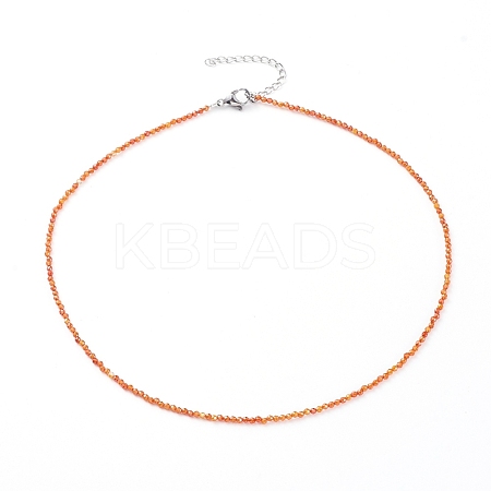 Cubic Zirconia Beaded Necklaces NJEW-JN02618-01-1