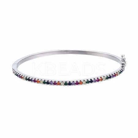 Colorful Cubic Zirconia Classic Tennis Bangle BJEW-S141-04P-NF-1