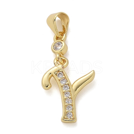 Brass Micro Pave Cubic Zirconia Pendants KK-M319-02G-Y-1