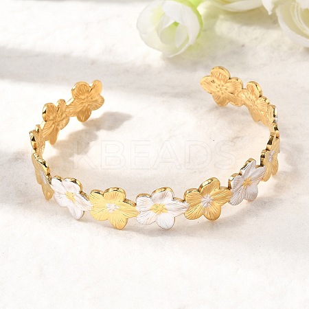 304 Stainless Steel Cuff Bangles for Women BJEW-F509-03C-G-1