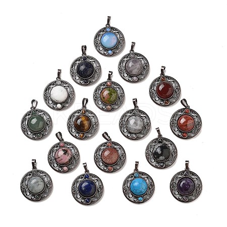 Natural & Synthetic Mixed Gemstone Pendants G-Q158-03A-R-1