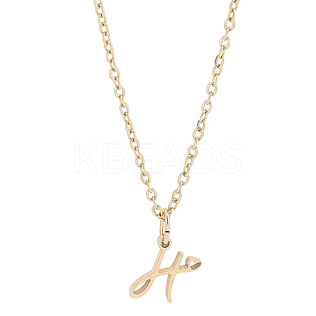 1pc 304 Stainless Steel Letter Pendant Necklaces NJEW-LP0001-39H-G-1