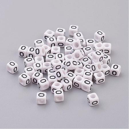 White Cube Letter Acrylic Beads X-PL37C9308-O-1