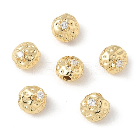 Brass Micro Pave Clear Cubic Zirconia Beads CU-CBA9FFD-10G-1