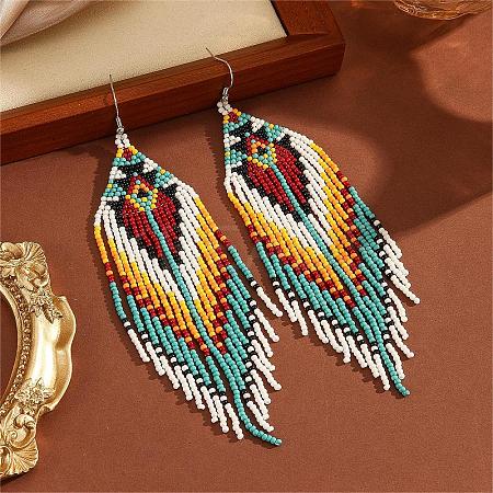 Bohemian Style Handmade Glass Bead Dangle Earrings for Daily Wear LS-ZP1503-1