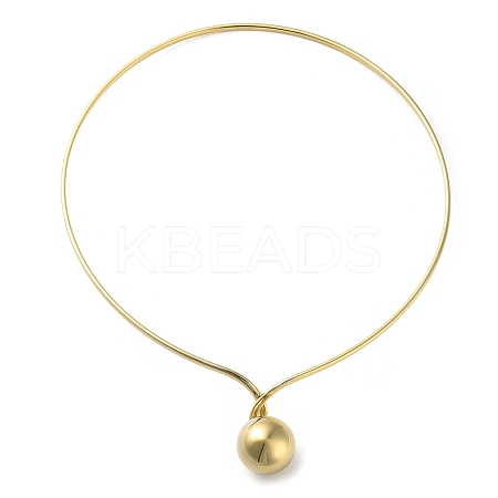 304 Stainless Steel Round Ball Pendant Choker Necklaces LS-NJEW-D058-01G-1
