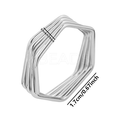 Hexagon 304 Stainless Steel American European Wide Band Rings for Women LW9786-1-1