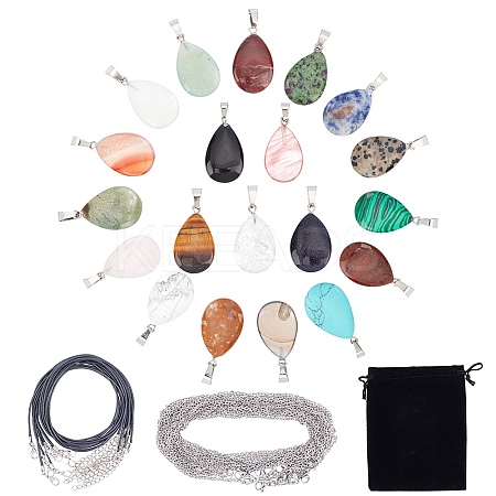 DIY Teardrop Pendant Necklaces Making Kits DIY-SC0001-33-1