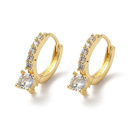 Rack Plating Brass Micro Pave Cubic Zirconia Hoop Earrings Finding KK-E084-66G-1