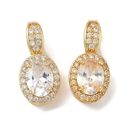 Brass Micro Pave Clear Cubic Zirconia Pendants KK-H526-16G-1