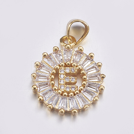 Long-Lasting Plated & Rack Plating Brass Micro Pave Cubic Zirconia Letter Pendants ZIRC-A007-03E-G-1