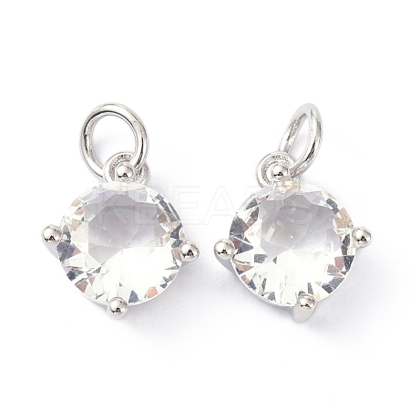 Brass Cubic Zirconia Charms ZIRC-C022-05P-1