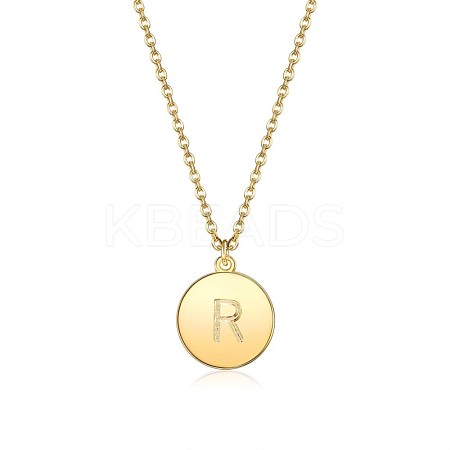 Brass Initial Pendant Necklace NJEW-BB35341-R-1