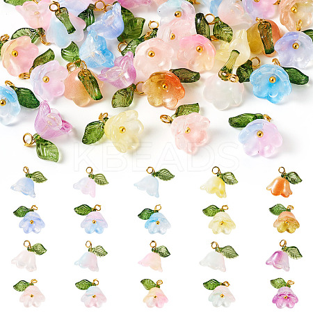 44Pcs 10 Colors Glass & Acrylic Pendant PALLOY-TA00129-1