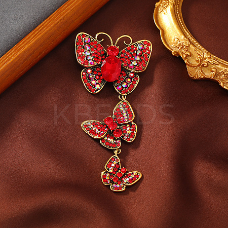 Creative Long Alloy Triple Butterfly Brooch PW-WG59366-05-1