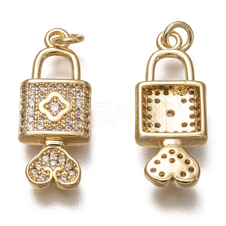 Brass Micro Pave Clear Cubic Zirconia Pendants ZIRC-C020-15G-1