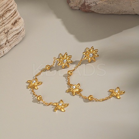 304 Stainless Steel Star Dangle Stud Earrings EJEW-G451-03G-1