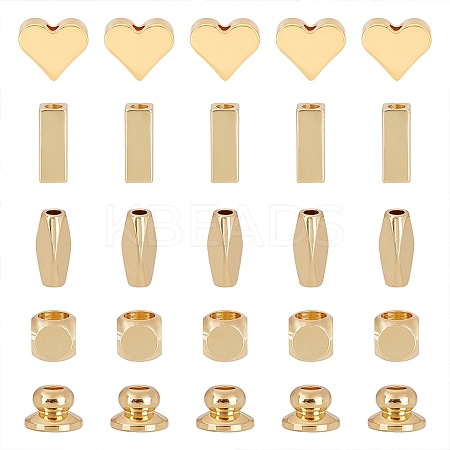 40Pcs 5 Style Brass Bead Caps & Beads KK-CA0001-61G-1