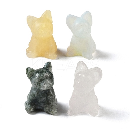 Natural & Synthetic Mixed Gemstone Carved Dog Figurines DJEW-M015-10-1