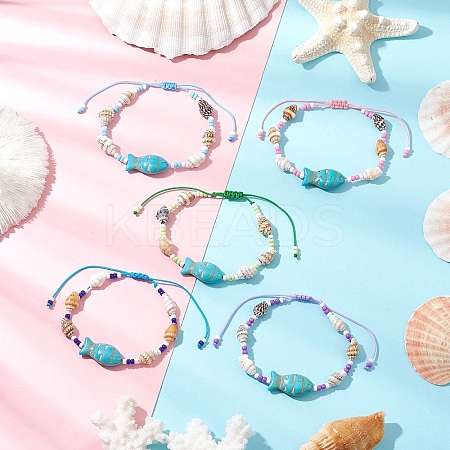 Glass Seed Beaded Braided Bead Bracelets BJEW-MZ00172-1