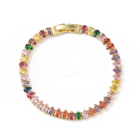 Cubic Zirconia Tennis Bracelet BJEW-L652-24G-01-1
