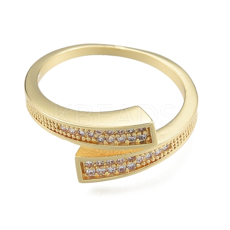 Clear Cubic Zirconia Open Cuff Ring RJEW-G261-09G-1