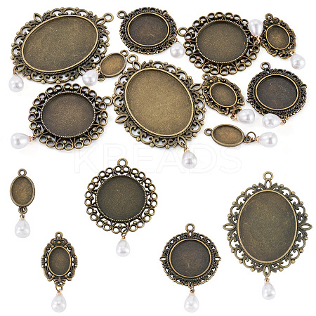 10Pcs 5 Style Alloy Pendant Cabochon Settings HJEW-TAC0119-1