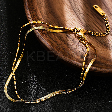 Stainless Steel Double Strand Anklets for Women WG18C2B-50-1