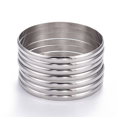 Fashion 201 Stainless Steel Bangle Sets BJEW-L664-024C-P-1-1