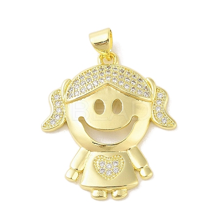 Rack Plating Brass Cubic Zirconia Pendants KK-S380-30G-01-1