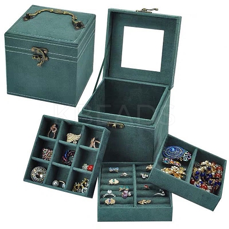 3 Layer Hand-Held Flocking Jewelry Storage Boxes PW-WG9D8B1-07-1