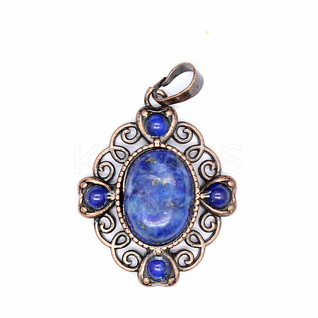 Retro Hollow Natural Lapis Lazuli Pendants PW-WG7B8C5-03-1