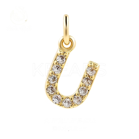 Brass Cubic Zirconia Pendants with Jump Rings FIND-PW0024-09U-1