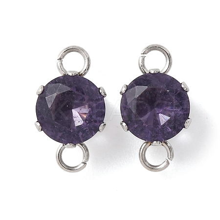 304 Stainless Steel Micro Pave Cubic Zirconia Connector Charms STAS-H240-50P-07-1