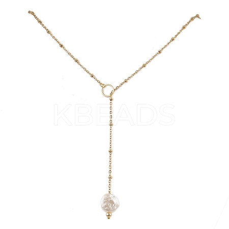 ABS Plastic Imitation Pearl Nuggets Pendant Necklaces NJEW-JN04952-1