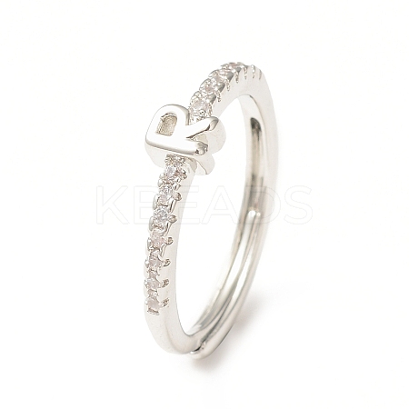 Clear Cubic Zirconia Initial Letter Adjustable Ring RJEW-C052-01P-R-1