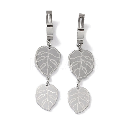 Non-Tarnish Leaf 304 Stainless Steel Dangle Earrings EJEW-L283-046P-1