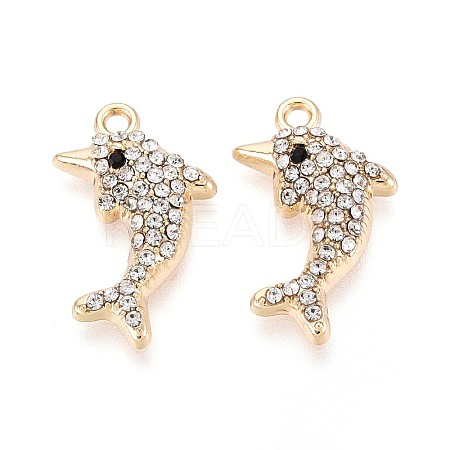Rack Plating Alloy Rhinestone Pendants PALLOY-T091-23A-G-1
