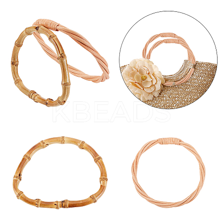 4Pcs 2 Style Bamboo & Rattan Bag Handle DIY-AR0002-80-1