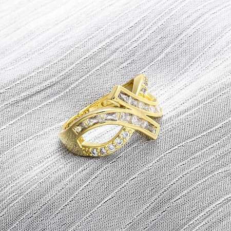 Brass Micro Pave Cubic Zirconia Cuff Rings for Women RJEW-U053-03G-1