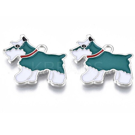 Rack Plating Alloy Enamel Pendants PALLOY-T075-159C-1
