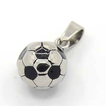 Trendy Necklace Findings 304 Stainless Steel FootBall/Soccer Ball Pendants LS-STAS-L012-B01P-1