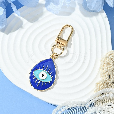 Teardrop with Evil Eye Alloy Enamel Pendant Decorations HJEW-YW00017-01-1