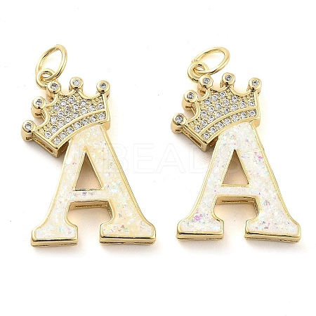 Brass Micro Pave Clear Cubic Zirconia Pendants KK-G498-01A-02-1