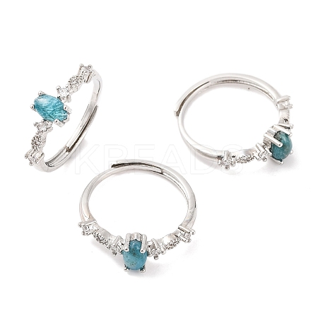 Horse Eye Natural Apatite Adjustable Rings RJEW-Q817-02P-07-1