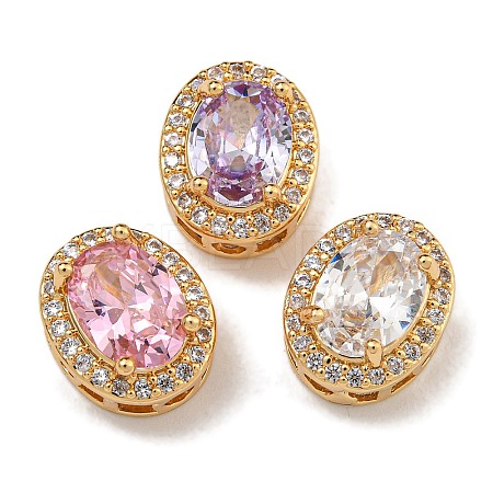 Brass Micro Pave Cubic Zirconia Beads KK-U037-07G-01-1